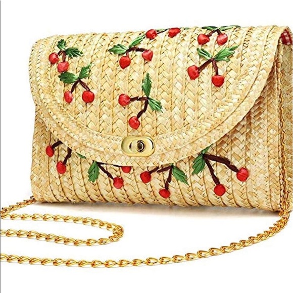 Maison De Robes Cherry 🍒 Handbag With Gold Chain - Picture 2 of 5